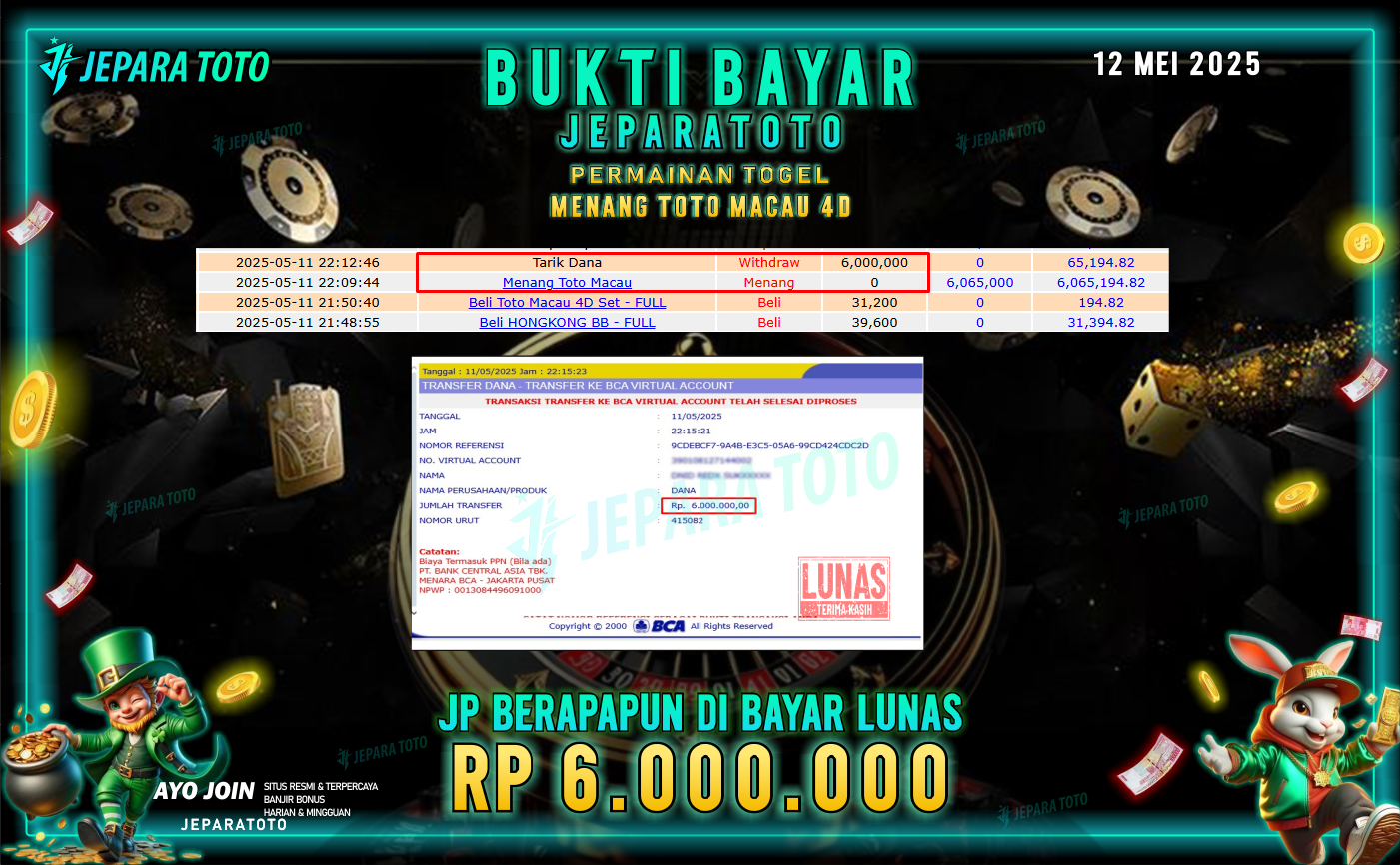 BUKTI KEMENANGAN MEMBER JEPARATOTO | TOTO MACAU 4D