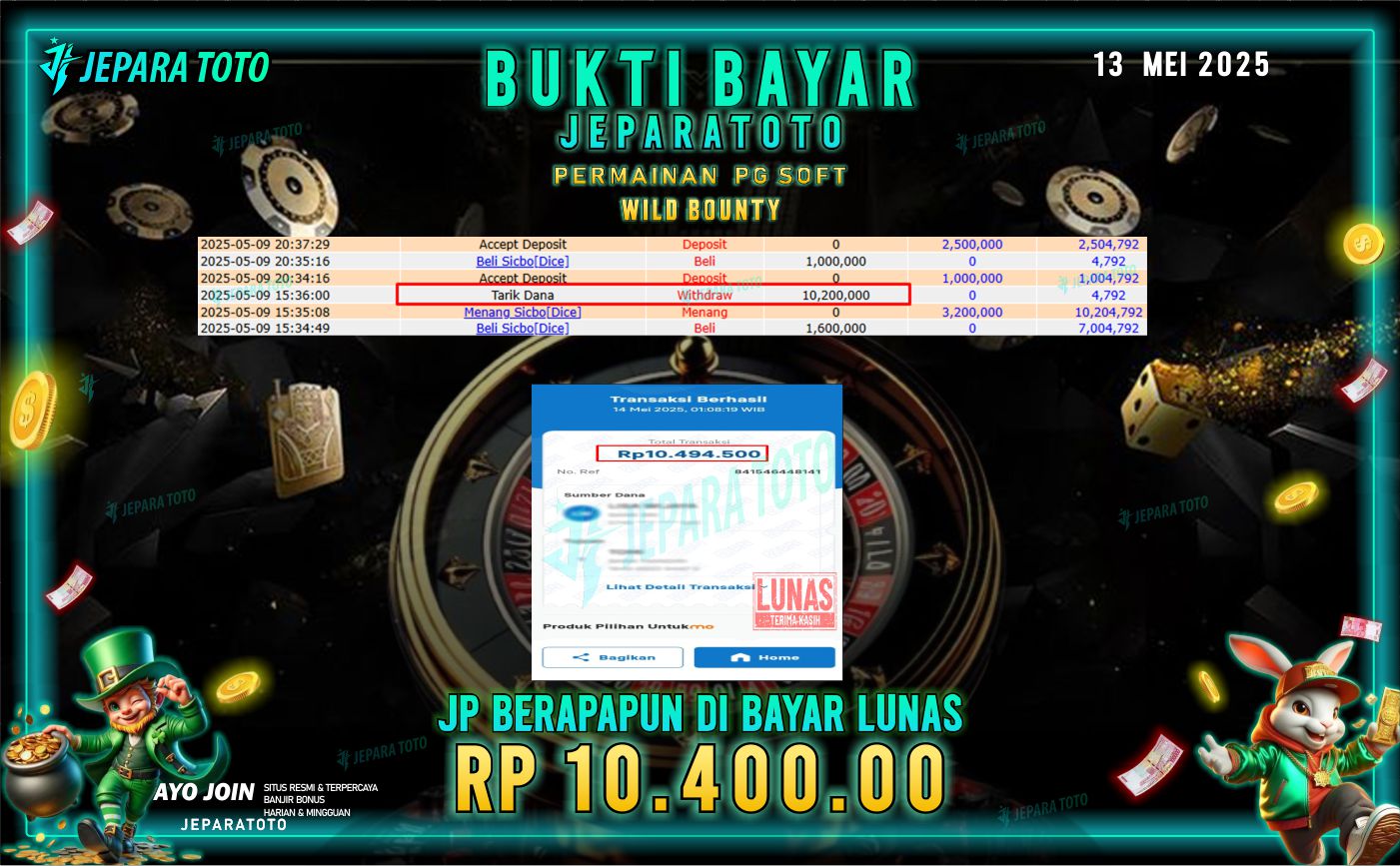 BUKTI KEMENANGAN MEMBER JEPARATOTO | WILD BOUNTY