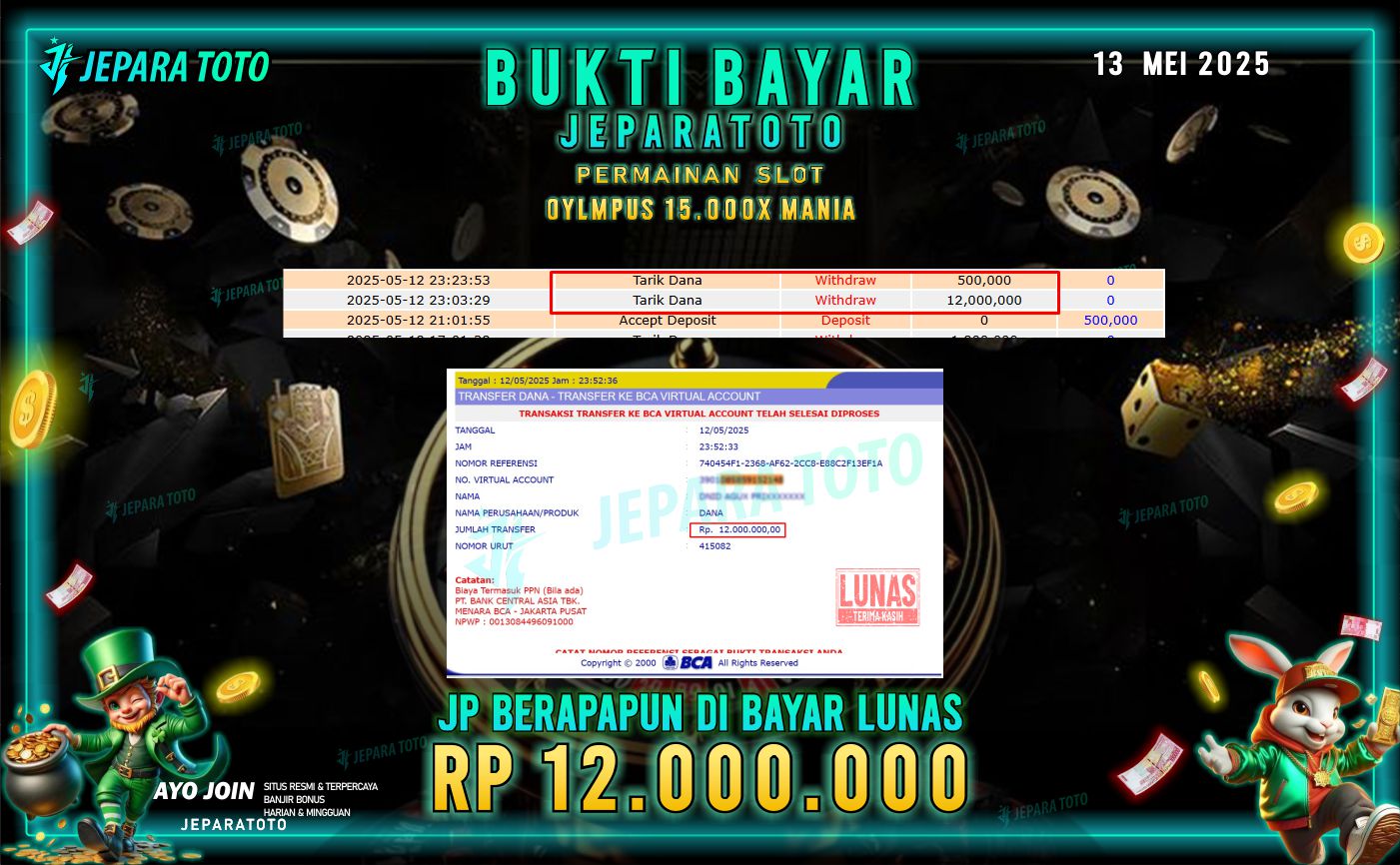 BUKTI KEMENANGAN MEMBER JEPARATOTO | OLYMPUS 15.000X MANIA